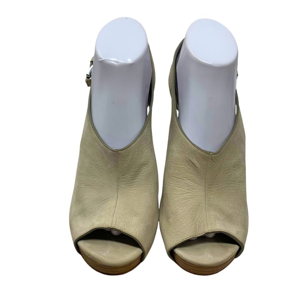 COACH Apryl Stone Nubuck Cut Out‎ Peep Toe Logo Buckle Stilettos - Picture 9 of 13